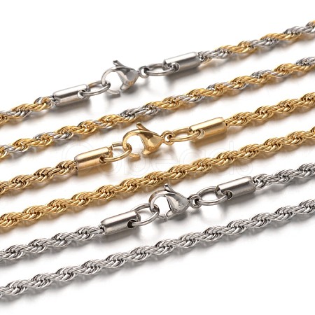 304 Stainless Steel Rope Chain Necklaces NJEW-M124-09-1