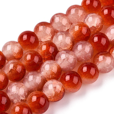 Crackle Baking Paint Imitation Jade Glass Beads Strands DGLA-T003-10mm-10-1