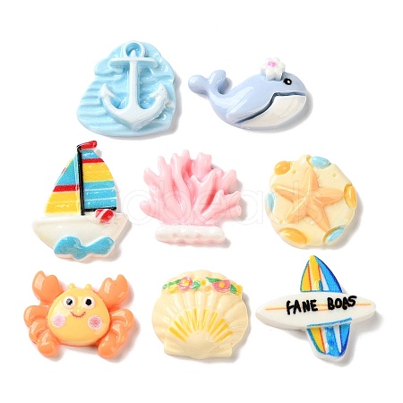 Ocean Series Opaque Resin Cabochons CRES-D327-01-1