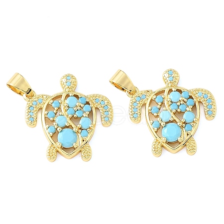 Brass Micro Pave Sky Blue Cubic Zirconia Pendants CU-CBA6938-05G-02-1
