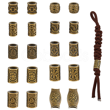 20Pcs 10 Styles Viking Symbol Brass European Beads KK-HS0002-28AB-1