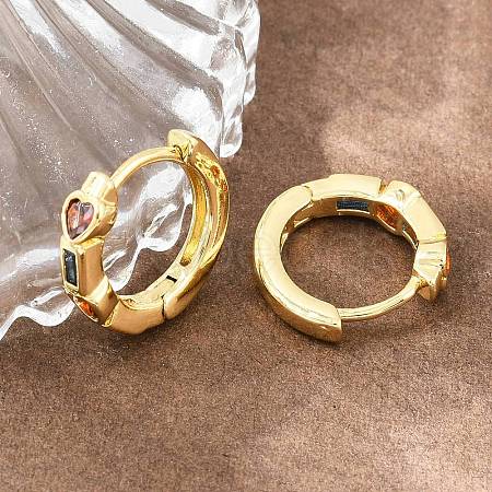Brass Pave Cubic Zirconia Hoop Earrings KK-CBAD104-04G-I-1