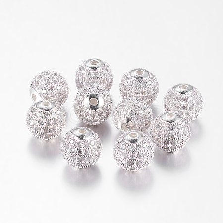Brass Cubic Zirconia Beads ZIRC-D003-2S-1