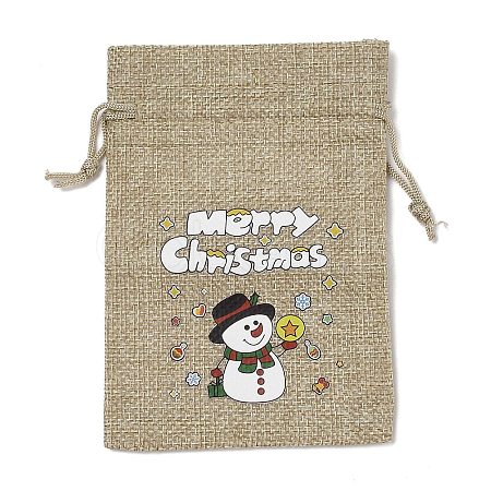 Christmas Printed Burlap Packing Pouches Drawstring Bags ABAG-Q053-02A-01-1