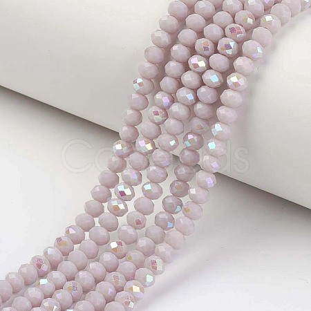 Electroplate Opaque Solid Color Glass Beads Strands X-EGLA-A034-P8mm-L08-1