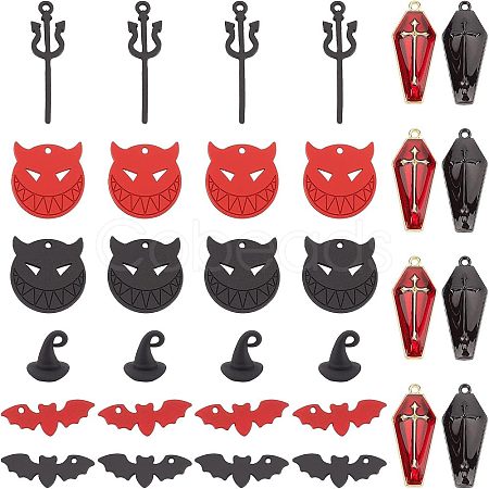 Nbeads 32Pcs 8 Style Halloween Theme Alloy Pendants FIND-NB0002-40-1