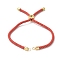 Cotton Cord Bracelet Making, with Brass Findings, Flat Round with Tree of Life, Real 18K Gold Plated, Indian Red, 8-5/8 inch(22cm), Hole: 2mm