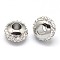 Rondelle 304 Stainless Steel Polymer Clay Rhinestone European Beads, with Double Side Platinum Color Core, Stainless Steel Color, Crystal, 10x6mm, Hole: 4mm