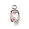 304 Stainless Steel Pendants, with Rhinestone, Stainless Steel Color, Rectangle, Light Peach, 10.5x5.5x3.5mm, Hole: 1.8mm