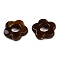 Gradient Color Transparent Acrylic Beads, Center Drilled, Flower, Coconut Brown, 14x14.5x4mm, Hole: 1.6mm