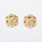 Brass Bead Caps, Long-Lasting Plated, 6-Petal, Golden, 6x3.5mm, Hole: 1.2mm