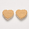 Resin Decoden Cabochons, Imitation Food Biscuits, Heart with Word LOVE, Wheat, 18x20~21x6mm