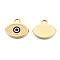 304 Stainless Steel Enamel Pendants, Real 18K Gold Plated, Evil Eye, Dark Blue, 17x20x2mm, Hole: 2.5mm