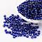 6/0 Round Silver Lined Round Hole Glass Seed Beads, Blue, 4mm, Hole: 1.5mm, about 496pcs/50g