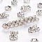 Brass Rhinestone Spacer Beads, Grade AAA, Wavy Edge, Nickel Free, Platinum Metal Color, Rondelle, Crystal, 6x3mm, Hole: 1mm