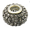 Resin Rhinestone Beads, with Silver Color Brass Double Cores, Grade A, Rondelle, Black Diamond, 10x7mm, Hole: 2.5mm