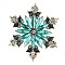 Snowflake Alloy Rhinestone Brooches for Backpack Clothes, Light Azore, 54mm