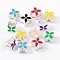 Alloy Enamel European Beads, Large Hole Beads, Flower, Silver Color Plated, Mixed Color, 10x10x8mm, Hole: 5mm