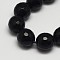 Faceted Round Grade A Black Stone Beads Strands, Dyed, Black Stone, 12mm, Hole: 1mm, about 32pcs/strand, 15.3 inch