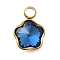 304 Stainless Steel Pendants, with Rhinestone, Real 18K Gold Plated, Ion Plating(IP), Star, Capri Blue, 10x7.5x4mm, Hole: 1.8mm