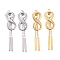 304 Stainless Steel Chain Tassel Earrings, with Ear Nuts, Bar & Infinity, Mixed Color, 45mm, Pin: 0.7mm