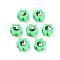 Handmade Polymer Clay Beads, for DIY Jewelry Crafts Supplies, Flower with Yinyang, Medium Spring Green, 8~9x7.5~8.5x4~4.5mm, Hole: 1.6~1.8mm