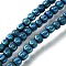 Electroplated Synthetic Non-magnetic Hematite Beads Strands, Pumpkin, Blue Plated, 3.5~4x3.5mm, Hole: 0.8mm, about 107~112pcs/strand, 15.75~15.91 inch(40~40.4cm)