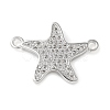 Brass Micro Pave Clear Cubic Zirconia Connector Charms KK-C086-14P-01-1
