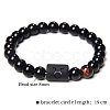 12 Constellations Protetion Tiger Eye & Black Obsidian Round Beads Stretch Bracelets for Men Women WG083ED-04-2