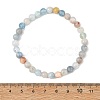 6MM Natural Aquamarine Round Beaded Stretch Bracelets BJEW-JB14423-4