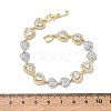 Heart Micro Pave Clear Cubic Zirconia Link Chain Bracelets for Women BJEW-C156-08B-GP-4