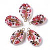 Printed Natural Cowrie Shell Pendants SSHEL-R047-02-B04-2