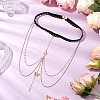 Brass Clear Cubic Zirconia Layered Sun Butterfly Tassel Thigh Leg Chains AJEW-AN00638-1