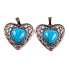 Synthetic Turquoise Peach Love Heart Pendants G-G158-01-09-1