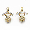 Brass Micro Pave Clear Cubic Zirconia Peg Bails Charms KK-R117-012-NF-1