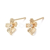Brass Micro Pave Cubic Zirconia Stud Earring Finding KK-C028-09G-1