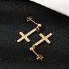 Christian Upside Down Cross 201 Stainless Steel Dangle Stud Earrings LS-EJEW-P314-01A-G-2