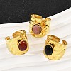 316 Stainless Steel with Natural Mixed Gemstone Cuff Rings RJEW-Z098-01G-16-2