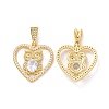Brass Micro Pave Clear Cubic Zirconia Pendants ZIRC-F134-18G-03-1