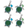 4Pcs 2 Colors Alloy Green Enamel Sea Turtle Pendants Decoration HJEW-FG00025-1