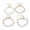 Enamel Rhombus with Evil Eye Link Chains Bracelet BJEW-P271-03G-1