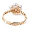 Flower Shell Pearl Finger Rings RJEW-TA00157-4