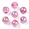 UV Plating Rainbow Iridescent Acrylic Beads OACR-G012-04-4