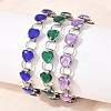 304 Stainless Steel and Glass Link Chain Bracelets for Women GL-T001-01A-1