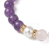 Natural Rose Quartz & Amethyst Beads Stretch Bracelets for Women BJEW-JB13193-01-3
