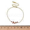 304 Stainless Steel Rhinestone Leaf Link Bracelets SA-CBA5F76-03G-01-5