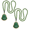 2Pcs Alloy Glass Buddha Pendant Glass Beaded Necklaces NJEW-UN0001-89-1