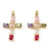 Brass Micro Pave Cubic Zirconia Pendants X-ZIRC-M116-04G-1