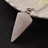 Platinum Tone Brass Rose Quartz Cone Hexagonal Pointed Dowsing Pendulums X-MAK-M015-01H-2