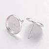 Silver Color Plated Brass Ear Studs Settings X-IFIN-Q005-S-2